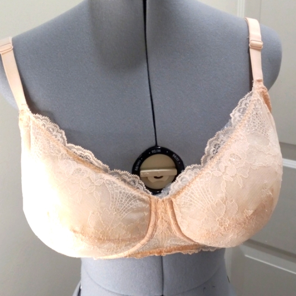 Dobreva Pink Lace Bra, Sheer Underwire Size 38E orDD